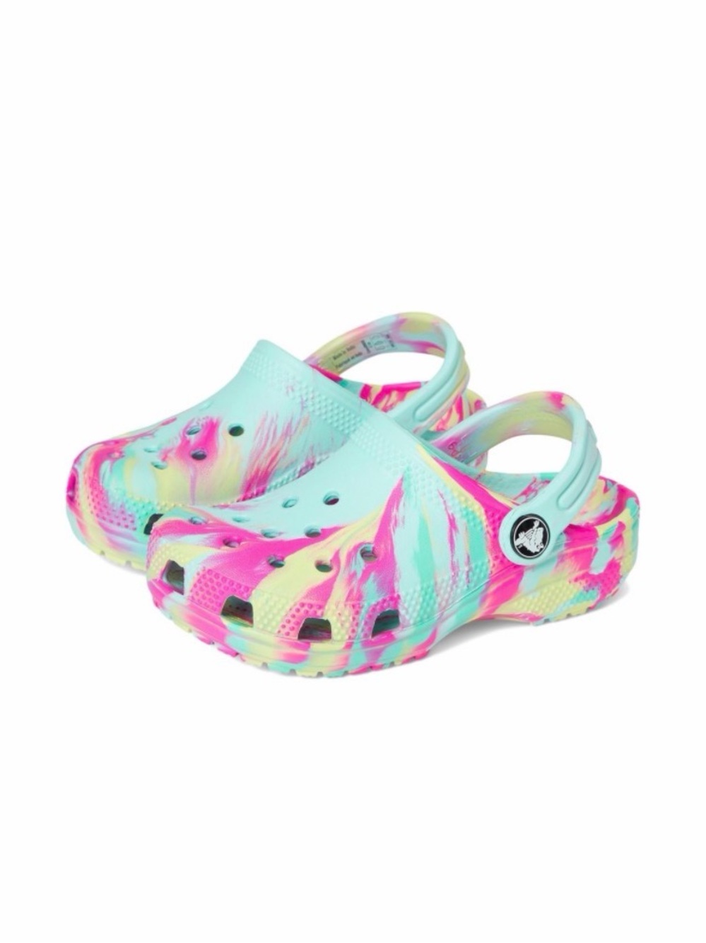🔟 CROCS Kids Classic Clog - Tie-Dye Mint, Pink & Yellow